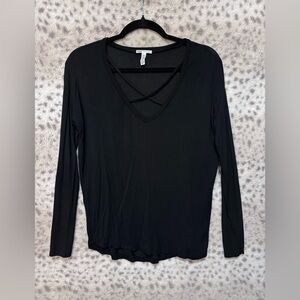 VICTORIAS SECRET PINK SUPER SOFT CROSS BUST ACCENT LONG SLEEVE SHIRT